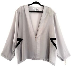 NWT Vintage Hosanna Design Gray Chiffon Rhinestone Evening Formal Jacket 5X